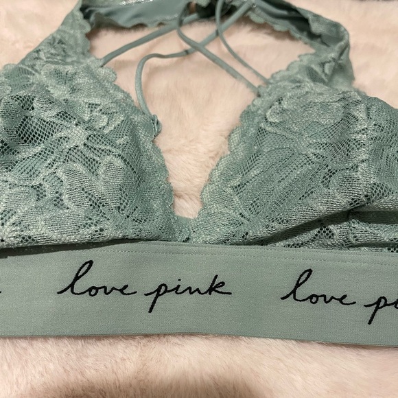 PINK Victoria's Secret Lace Halter Bralette - Mint Green - Picture 4 of 6